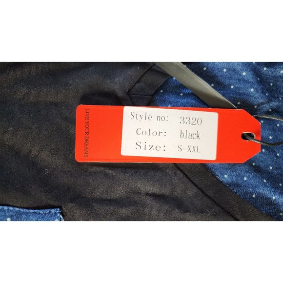 Vassari Los Angeles Men's Med Black V-Neck Designer Shirt Rare Blue Faux Leather - Picture 13 of 15